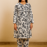 Linen Allover Digital Printed 2Pc Maxi Dress Free Size