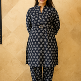 Linen Allover Digital Printed 2Pc Maxi Dress Free Size